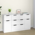 vidaXL, vidaXL 3-tlg. Sideboard-Set Hochglanz-Weiß Holzwerkstoff
