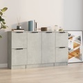 vidaXL, vidaXL Sideboards 3 Stk. Betongrau Holzwerkstoff