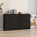 vidaXL, vidaXL Sideboards 3 Stk. Schwarz Holzwerkstoff