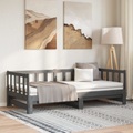 vidaXL, vidaXL Tagesbett Ausziehbar Grau 2x(90x190) cm Massivholz Kiefer