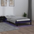 vidaXL, vidaXL Massivholzbett mit LEDs Schwarz 100x200 cm