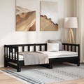 vidaXL, vidaXL Tagesbett Ausziehbar Schwarz 2x(80x200) cm Massivholz Kiefer