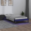 vidaXL, vidaXL Massivholzbett mit LEDs Grau 90x190 cm 3FT Single