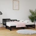 vidaXL, vidaXL Tagesbett Ausziehbar Schwarz 2x(90x200) cm Massivholz Kiefer