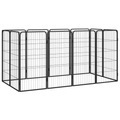 vidaXL, vidaXL 12-tlg. Hundelaufstall Schwarz 50x100cm Stahl Pulverbeschichtet