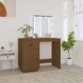 vidaXL, vidaXL Schminktisch mit LED Honigbraun 95x50x133,5cm Massivholz Kiefer
