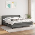 vidaXL, vidaXL Boxspringbett mit Matratze Dunkelgrau 160x200 cm Stoff