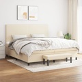 vidaXL, vidaXL Boxspringbett mit Matratze Creme 200x200 cm Stoff