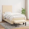 vidaXL, vidaXL Boxspringbett mit Matratze Creme 90x200 cm Stoff