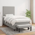 vidaXL, vidaXL Boxspringbett mit Matratze Hellgrau 100x200 cm Stoff