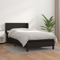 vidaXL, vidaXL Boxspringbett mit Matratze Schwarz 100x200 cm Kunstleder