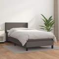 vidaXL, vidaXL Boxspringbett mit Matratze Grau 80x200 cm Kunstleder