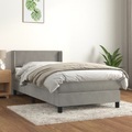 vidaXL, vidaXL Boxspringbett mit Matratze Hellgrau 80x200 cm Samt