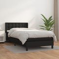 vidaXL, vidaXL Boxspringbett mit Matratze Schwarz 100x200 cm Kunstleder