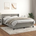 vidaXL, vidaXL Boxspringbett mit Matratze Hellgrau 140x200 cm Samt