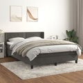 vidaXL, vidaXL Boxspringbett mit Matratze Dunkelgrau 140x200 cm Samt
