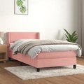 vidaXL, vidaXL Boxspringbett mit Matratze Rosa 100x200 cm Samt