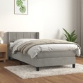 vidaXL, vidaXL Boxspringbett mit Matratze Hellgrau 80x200 cm Samt