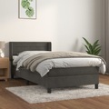 vidaXL, vidaXL Boxspringbett mit Matratze Dunkelgrau 90x200 cm Samt