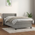 vidaXL, vidaXL Boxspringbett mit Matratze Hellgrau 100x200 cm Samt