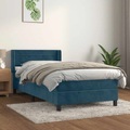 vidaXL, vidaXL Boxspringbett mit Matratze Dunkelblau 80x200 cm Samt