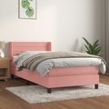 vidaXL, vidaXL Boxspringbett mit Matratze Rosa 100x200 cm Samt