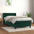 vidaXL, vidaXL Boxspringbett mit Matratze Dunkelgrün 100x200 cm Samt