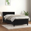 vidaXL, vidaXL Boxspringbett mit Matratze Schwarz 80x200 cm Samt