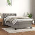 vidaXL, vidaXL Boxspringbett mit Matratze Hellgrau 100x200 cm Samt