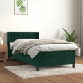 vidaXL, vidaXL Boxspringbett mit Matratze Dunkelgrün 90x200 cm Samt