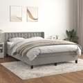 vidaXL, vidaXL Boxspringbett mit Matratze Hellgrau 140x200 cm Samt