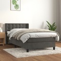vidaXL, vidaXL Boxspringbett mit Matratze Dunkelgrau 100x200 cm Samt