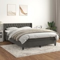 vidaXL, vidaXL Boxspringbett mit Matratze Dunkelgrau 140x200 cm Samt