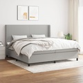 vidaXL, vidaXL Boxspringbett mit Matratze Hellgrau 200x200 cm Stoff