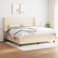 vidaXL, vidaXL Boxspringbett mit Matratze Creme 200x200 cm Stoff