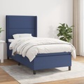 vidaXL, vidaXL Boxspringbett mit Matratze Blau 90x190 cm Stoff