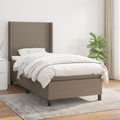 vidaXL, vidaXL Boxspringbett mit Matratze Taupe 90x200 cm Stoff