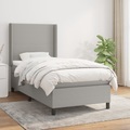 vidaXL, vidaXL Boxspringbett mit Matratze Hellgrau 100x200 cm Stoff