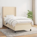 vidaXL, vidaXL Boxspringbett mit Matratze Creme 100x200 cm Stoff
