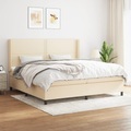 vidaXL, vidaXL Boxspringbett mit Matratze Creme 200x200 cm Stoff