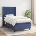 vidaXL, vidaXL Boxspringbett mit Matratze Blau 90x200 cm Stoff