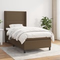vidaXL, vidaXL Boxspringbett mit Matratze Dunkelbraun 100x200 cm Stoff