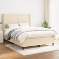 vidaXL, vidaXL Boxspringbett mit Matratze Creme 140x200 cm Stoff