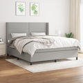 vidaXL, vidaXL Boxspringbett mit Matratze Hellgrau 160x200 cm Stoff