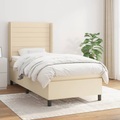 vidaXL, vidaXL Boxspringbett mit Matratze Creme 80x200 cm Stoff