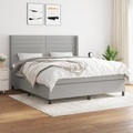 vidaXL, vidaXL Boxspringbett mit Matratze Hellgrau 160x200 cm Stoff