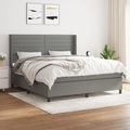 vidaXL, vidaXL Boxspringbett mit Matratze Dunkelgrau 160x200 cm Stoff