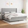 vidaXL, vidaXL Boxspringbett mit Matratze Hellgrau 200x200 cm Stoff