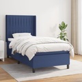 vidaXL, vidaXL Boxspringbett mit Matratze Blau 100x200 cm Stoff