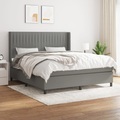 vidaXL, vidaXL Boxspringbett mit Matratze Dunkelgrau 180x200 cm Stoff